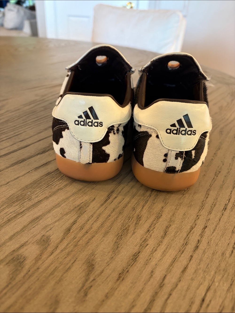 adidas White and Black Cow Print Slip-On Sneakers - Picture 3 of 4